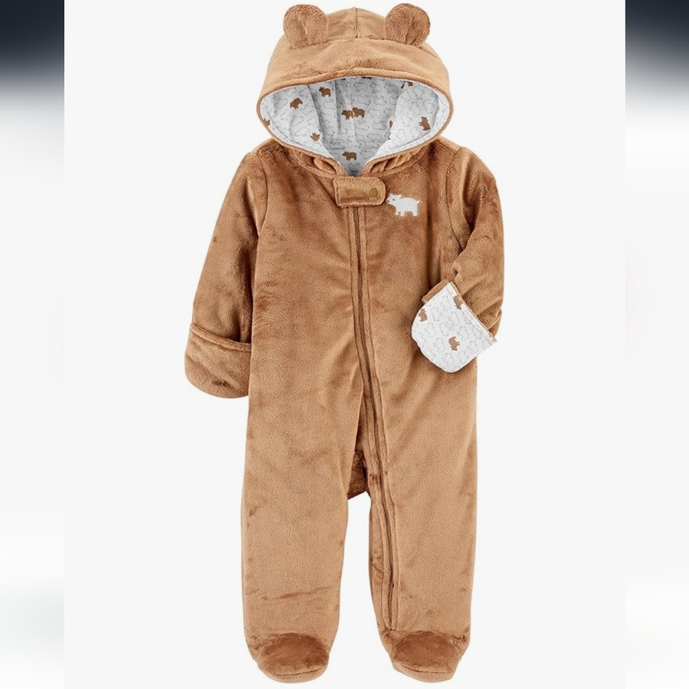 Carter's Brown Plush Footie with Bear Ears